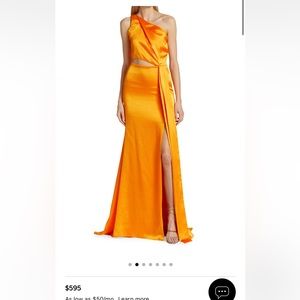 Monique Lhuillier Orange One Shoulder Dress size 8